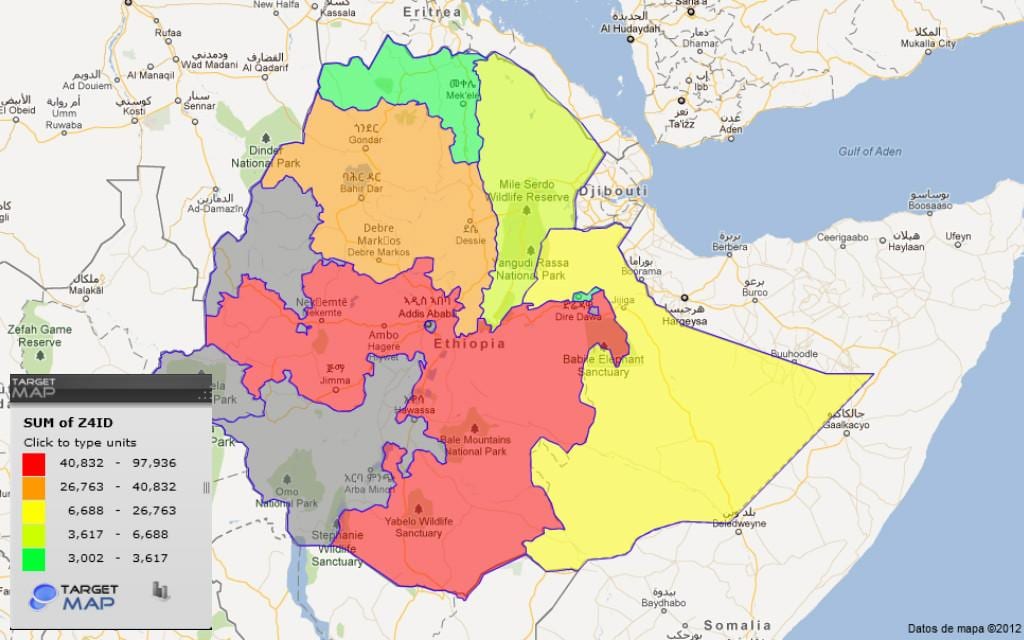 エチオピア州の地図