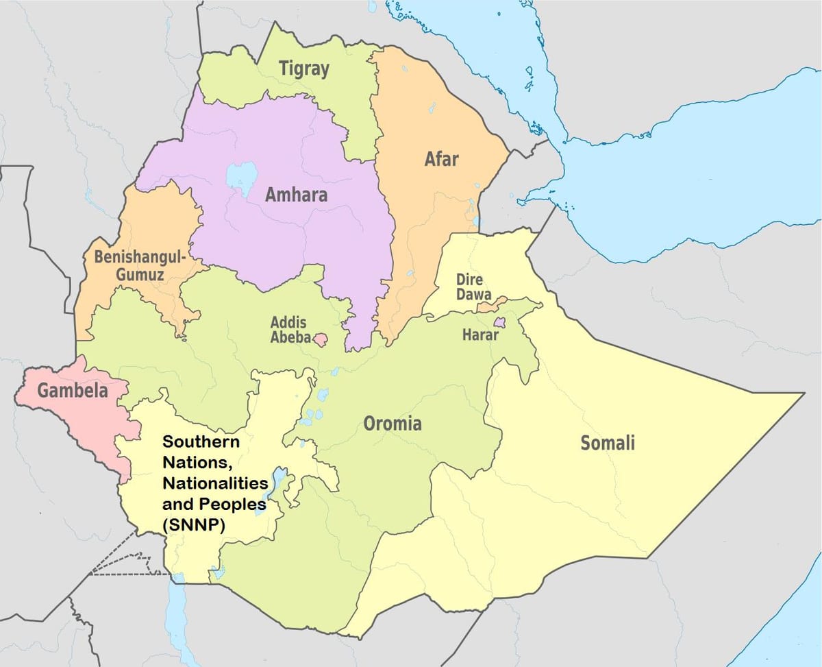 エチオピアamhara region地図