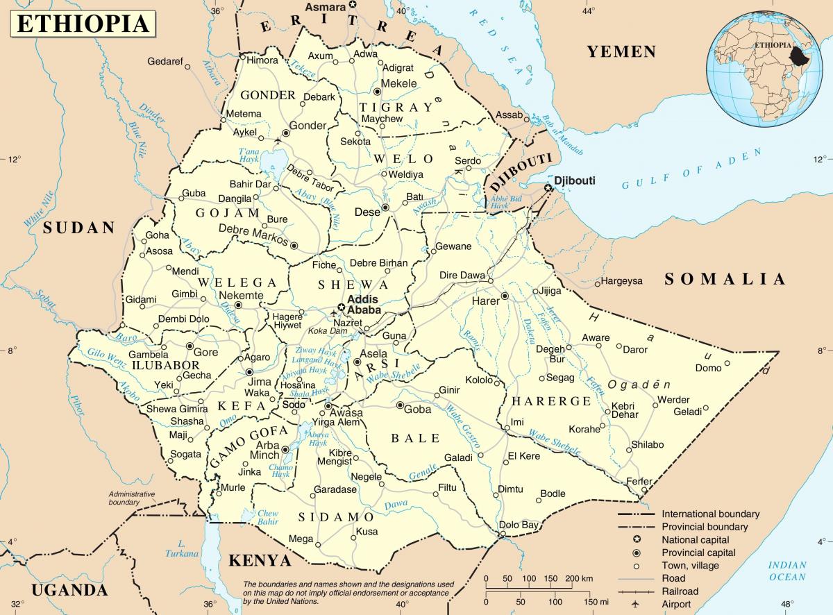 エチオピアの地図
