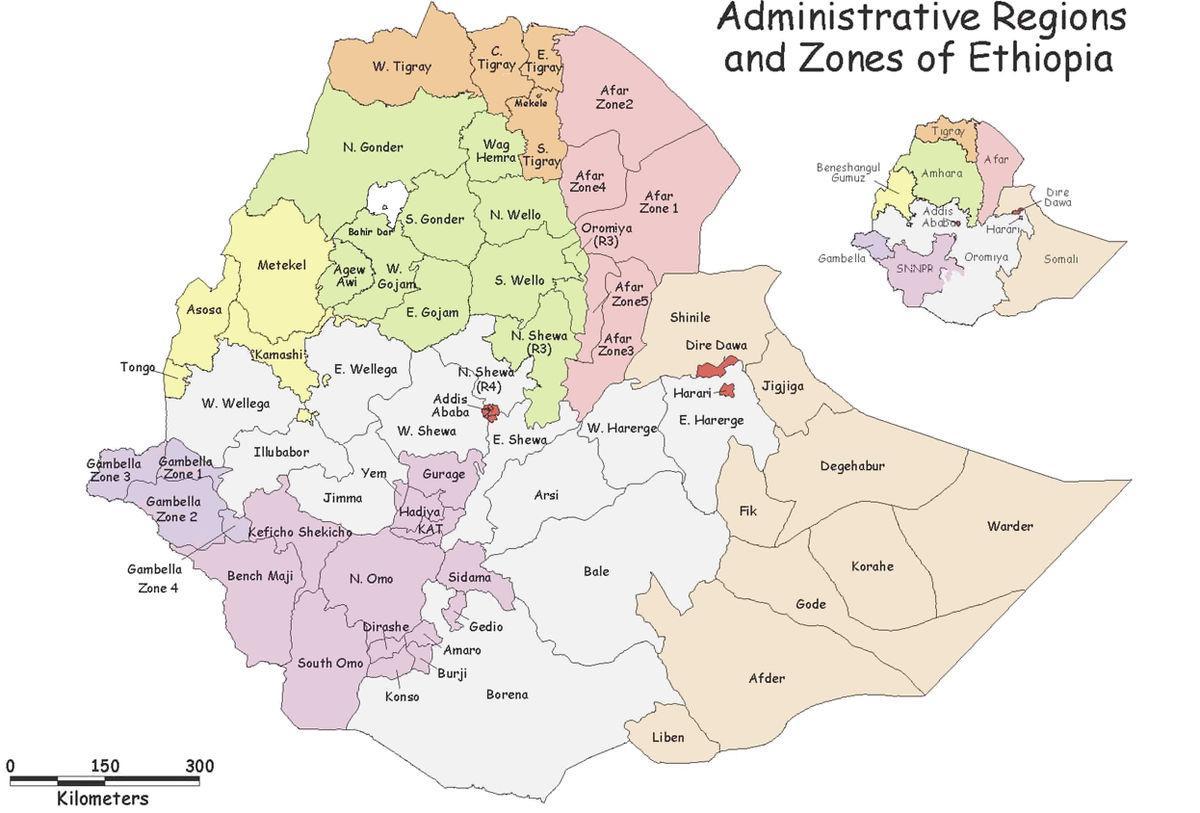エチオピアの邦地図