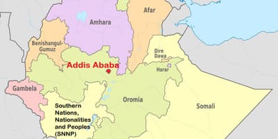 アディスアベバエチオピアの世界地図