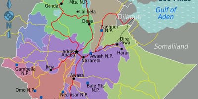 エチオピアの地図の位置