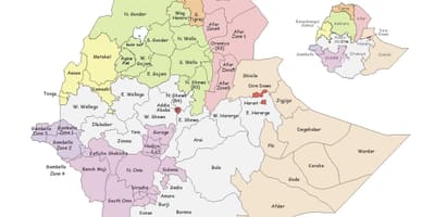 エチオピアの地図による地域