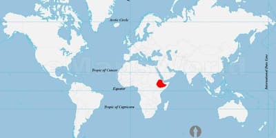 地図のエチオピアの場所が世界の