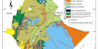 地図のエチオピアの天然資源