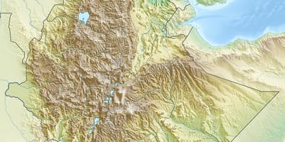 地図のエチオピアの山