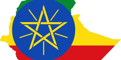 地図のエチオピア国旗