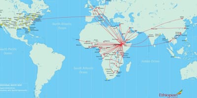 地図のエチオピア航路
