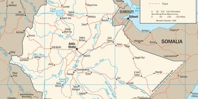 エチオピアの道路ネットワークの地図
