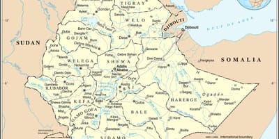 現在の地図のエチオピア