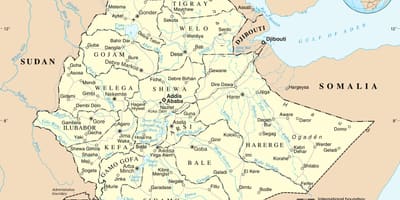 政治地図のエチオピア